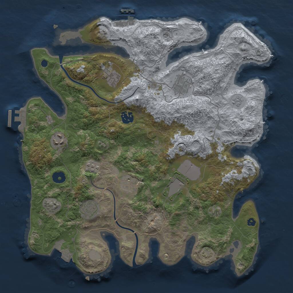 Rust Map: Procedural Map, Size: 3500, Seed: 1411720365, 14 Monuments