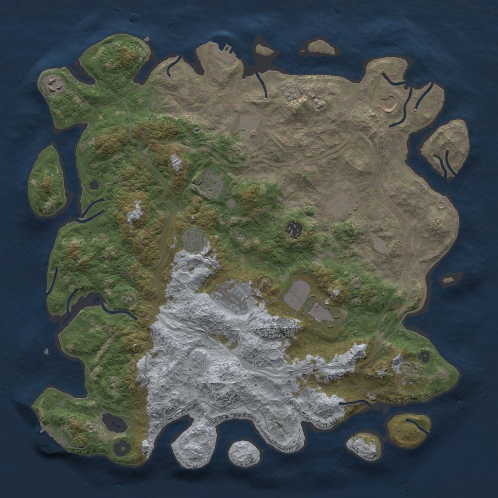 Rust Map: Procedural Map, Size: 4500, Seed: 545697213, 18 Monuments