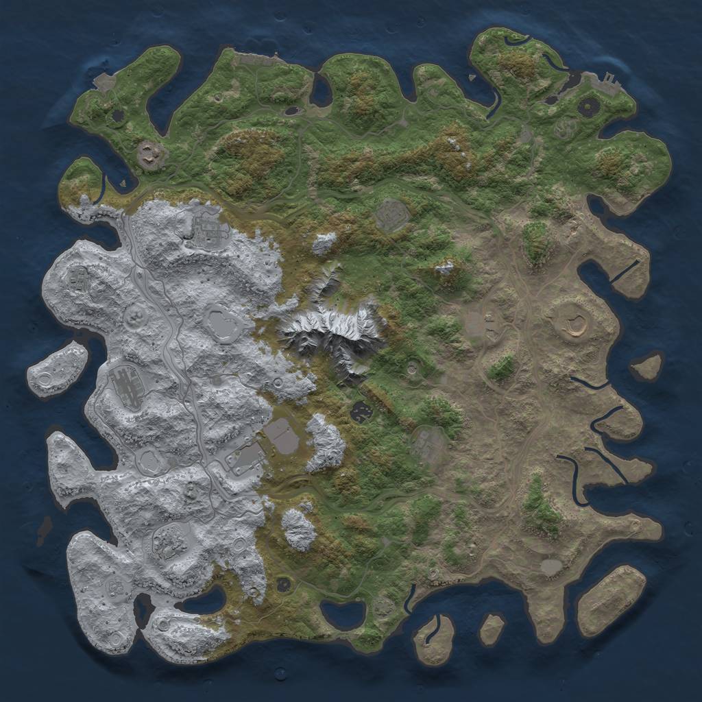 Rust Map: Procedural Map, Size: 5000, Seed: 452444, 19 Monuments