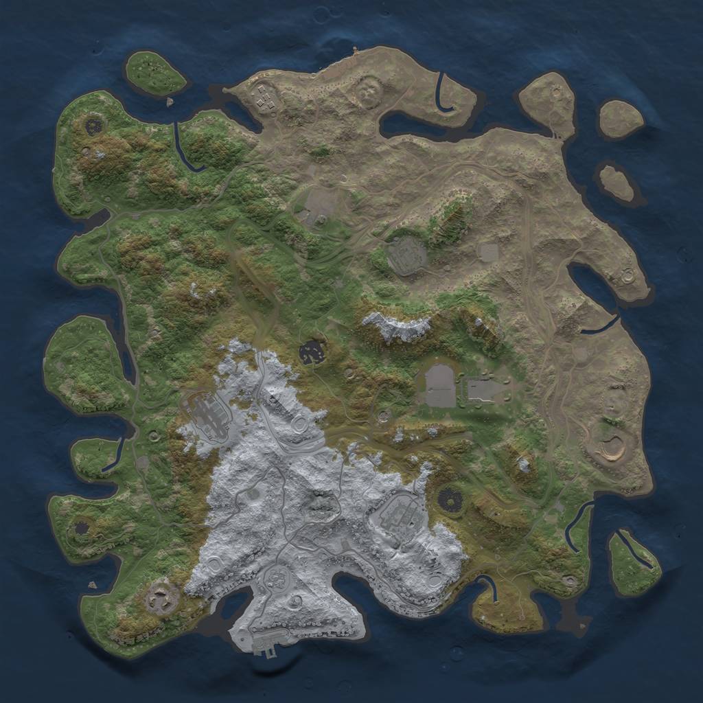 Rust Map: Procedural Map, Size: 4250, Seed: 616540861, 16 Monuments