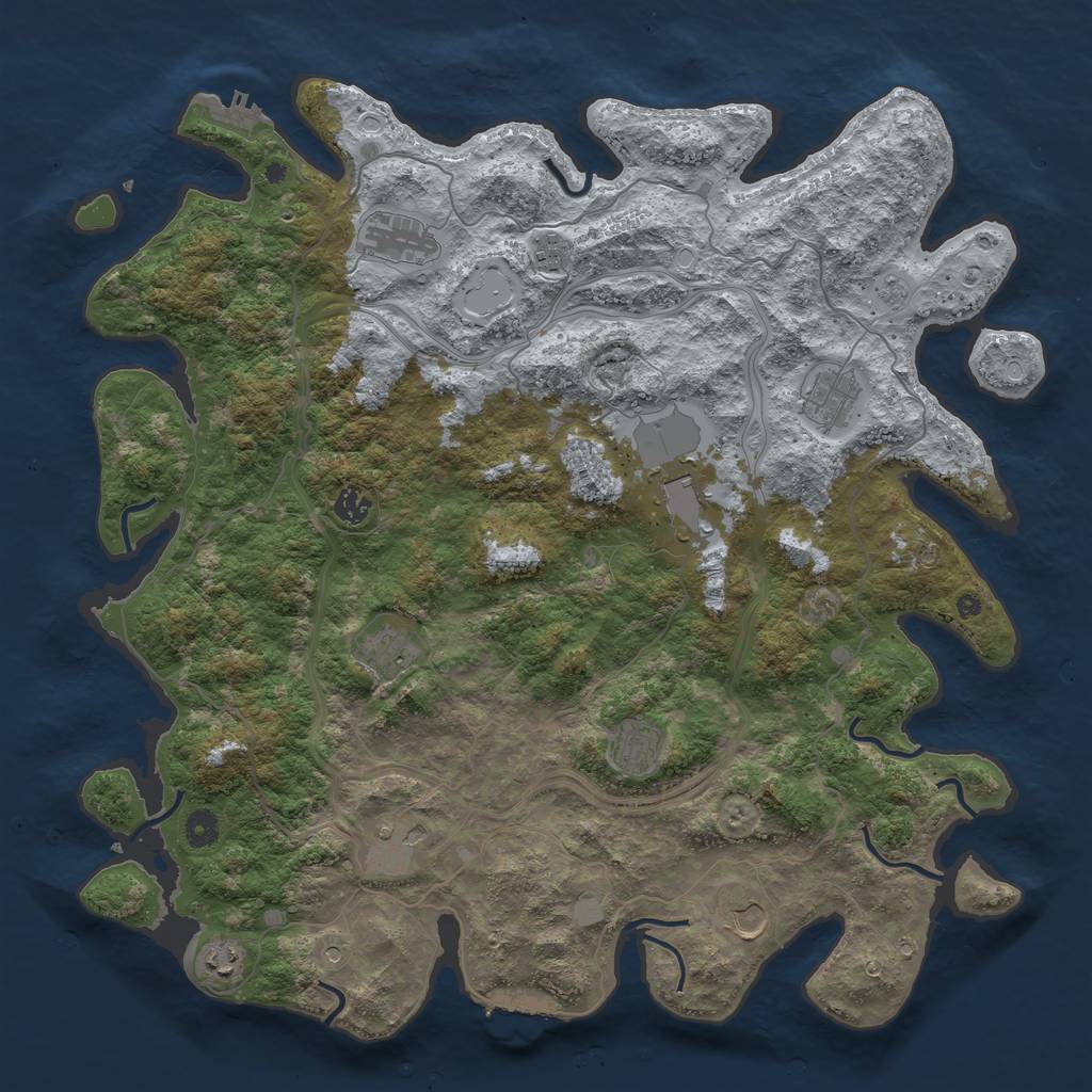 Rust Map: Procedural Map, Size: 4500, Seed: 198220805, 17 Monuments