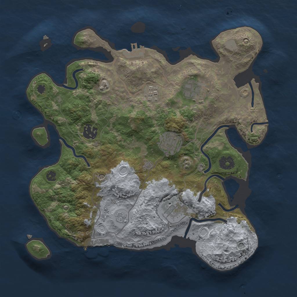 Rust Map: Procedural Map, Size: 3000, Seed: 4093271, 12 Monuments