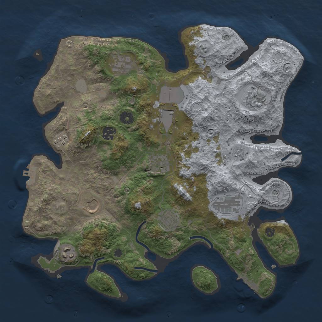 Rust Map: Procedural Map, Size: 3500, Seed: 999000555, 17 Monuments