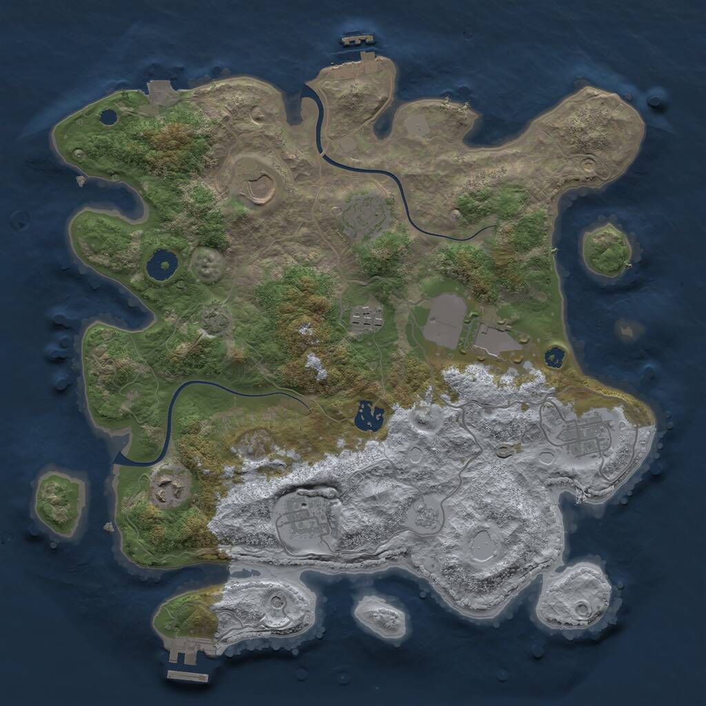 Rust Map: Procedural Map, Size: 3500, Seed: 68426797, 14 Monuments