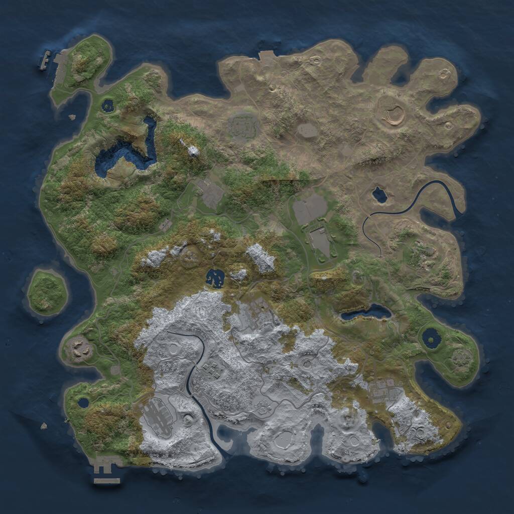 Rust Map: Procedural Map, Size: 4000, Seed: 39572, 17 Monuments