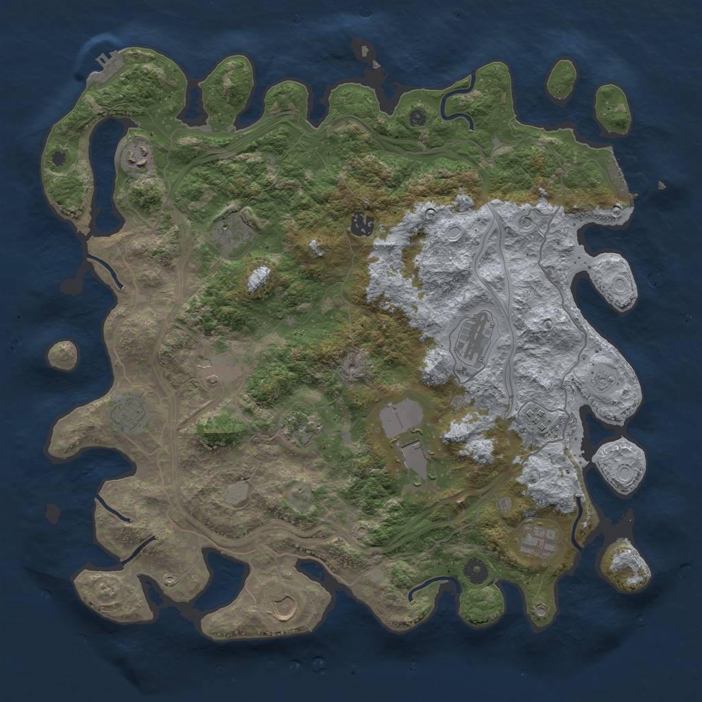 Rust Map: Procedural Map, Size: 4250, Seed: 736130033, 18 Monuments