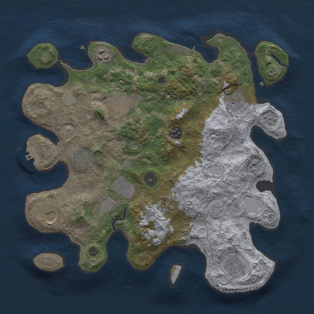 Rust Map: Procedural Map, Size: 3500, Seed: 362258701, 17 Monuments
