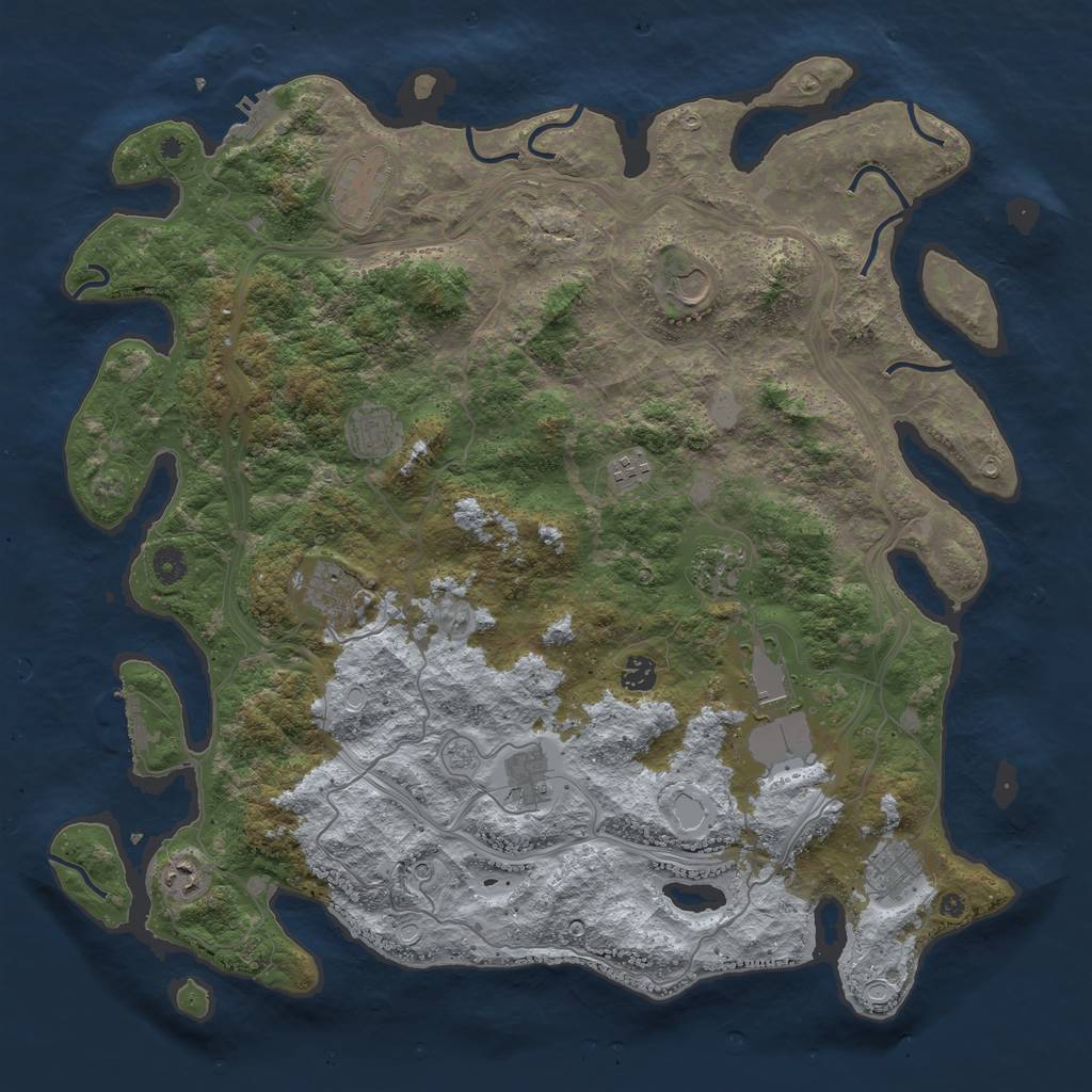 Rust Map: Procedural Map, Size: 4500, Seed: 345632122, 18 Monuments