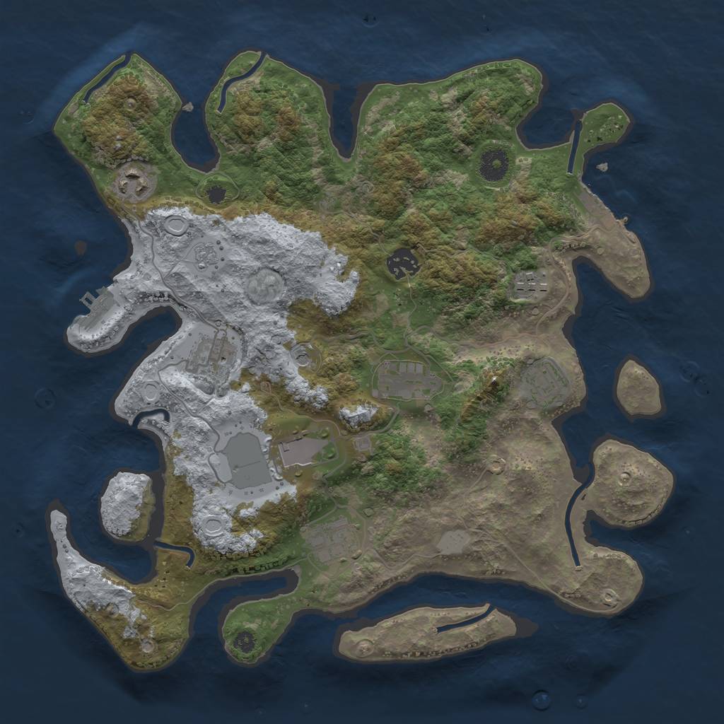 Rust Map: Procedural Map, Size: 3500, Seed: 409592599, 15 Monuments