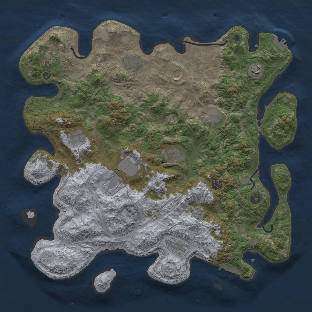 Rust Map: Procedural Map, Size: 4250, Seed: 350957719, 18 Monuments