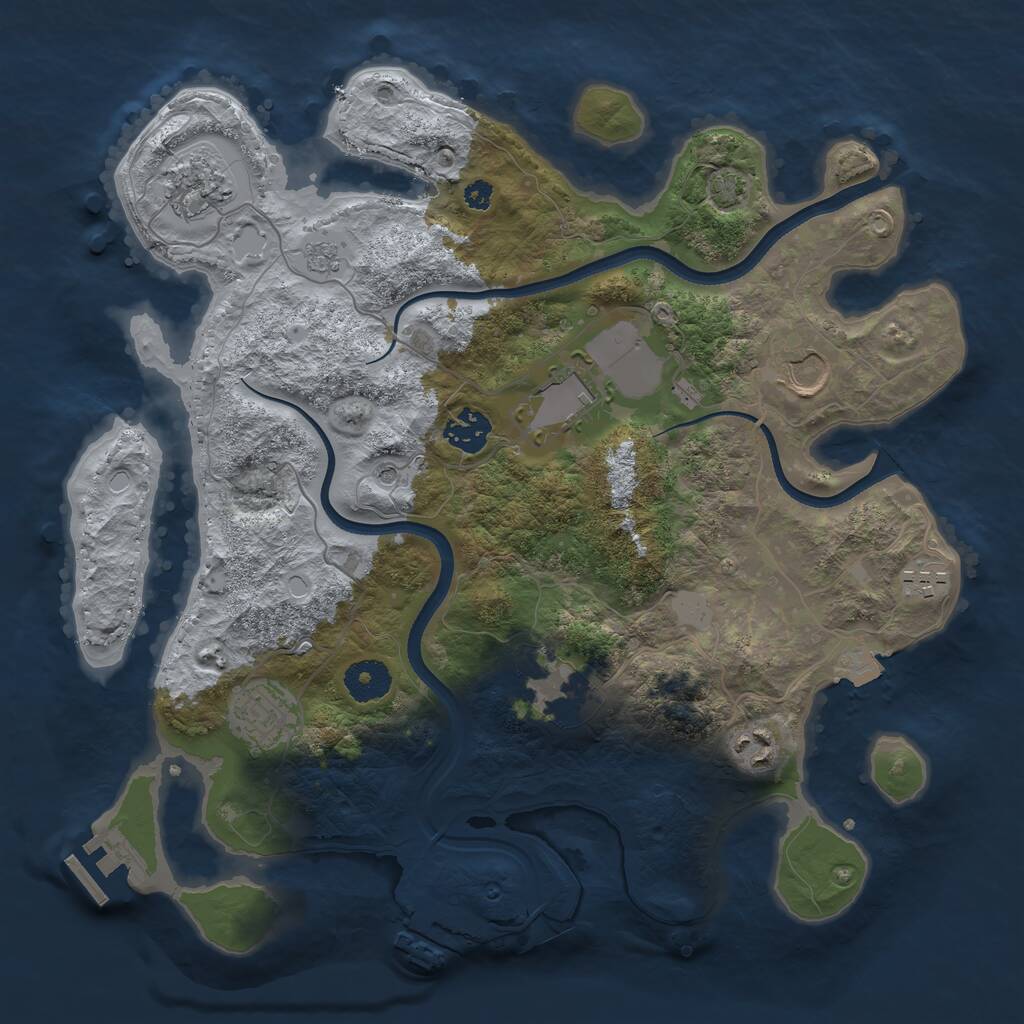 Rust Map: Procedural Map, Size: 3500, Seed: 1233455, 14 Monuments