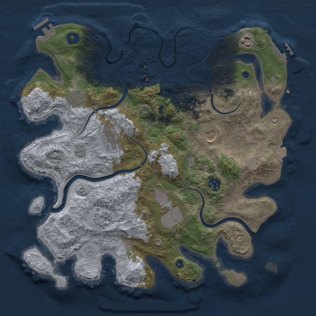 Rust Map: Procedural Map, Size: 3700, Seed: 795983042, 14 Monuments