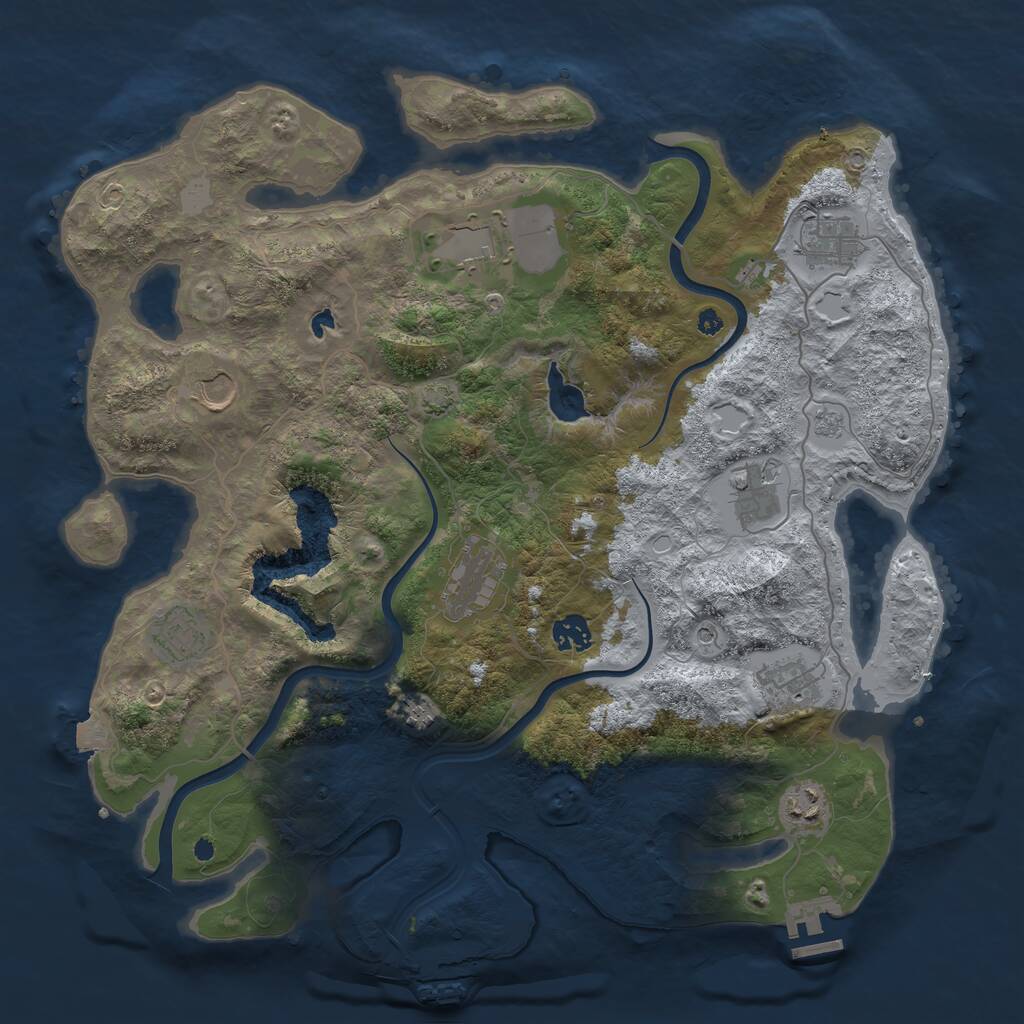 Rust Map: Procedural Map, Size: 4000, Seed: 232310, 16 Monuments
