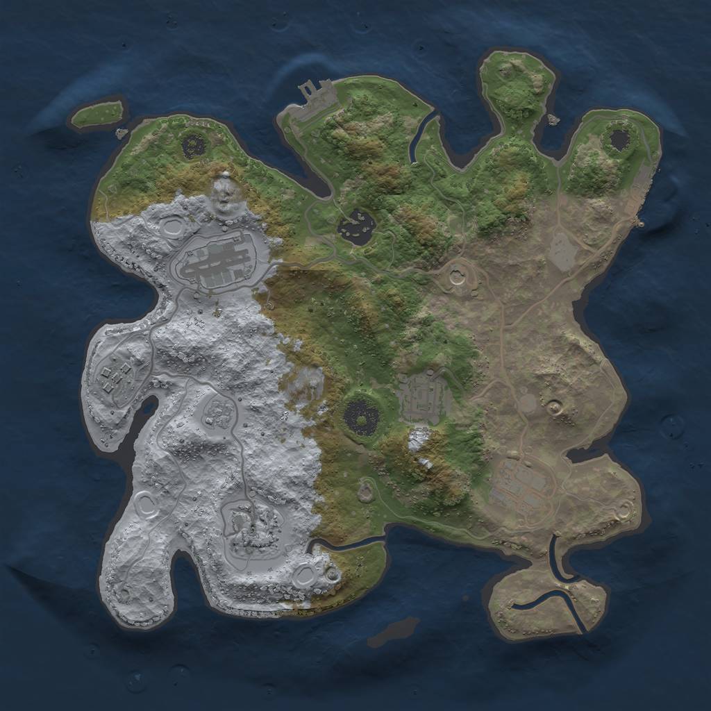 Rust Map: Procedural Map, Size: 3000, Seed: 169815693, 13 Monuments