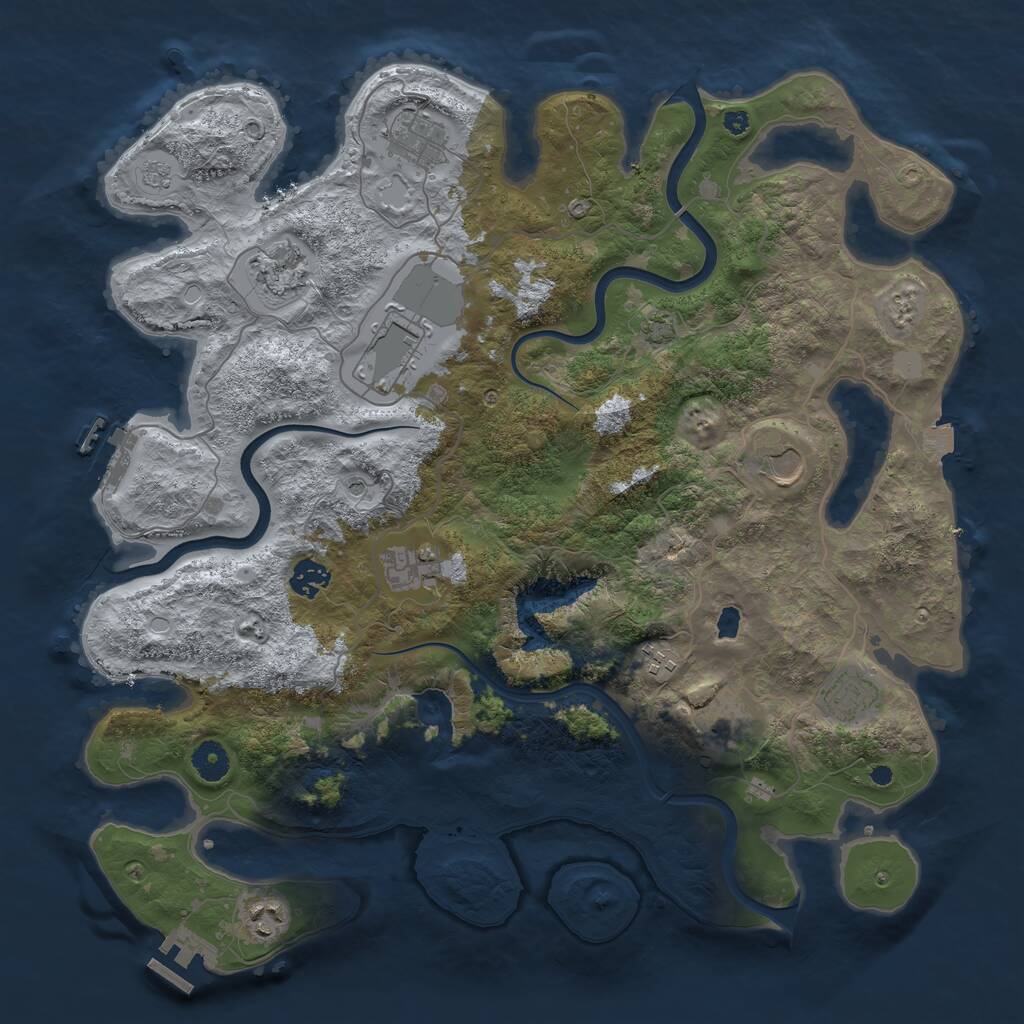 Rust Map: Procedural Map, Size: 4050, Seed: 918878623, 16 Monuments