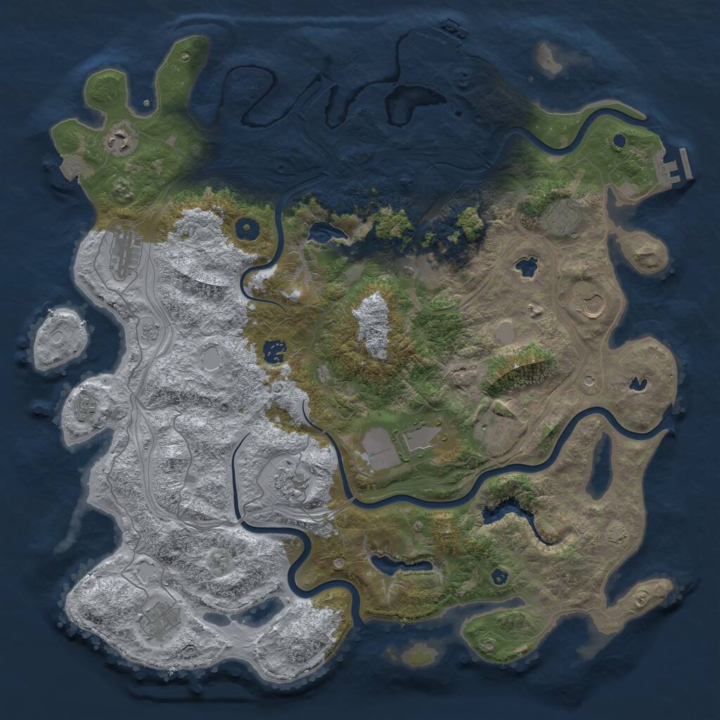Rust Map: Procedural Map, Size: 4500, Seed: 404965895, 17 Monuments