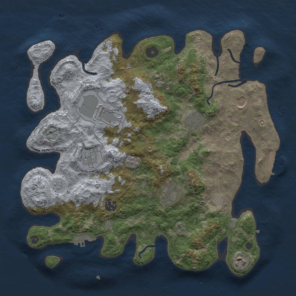 Rust Map: Procedural Map, Size: 3650, Seed: 1644561238, 16 Monuments