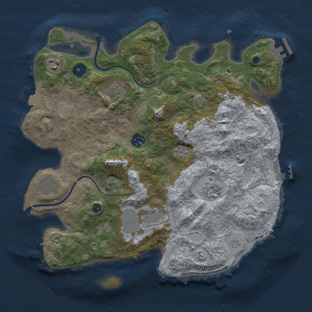 Rust Map: Procedural Map, Size: 3500, Seed: 416405830, 13 Monuments
