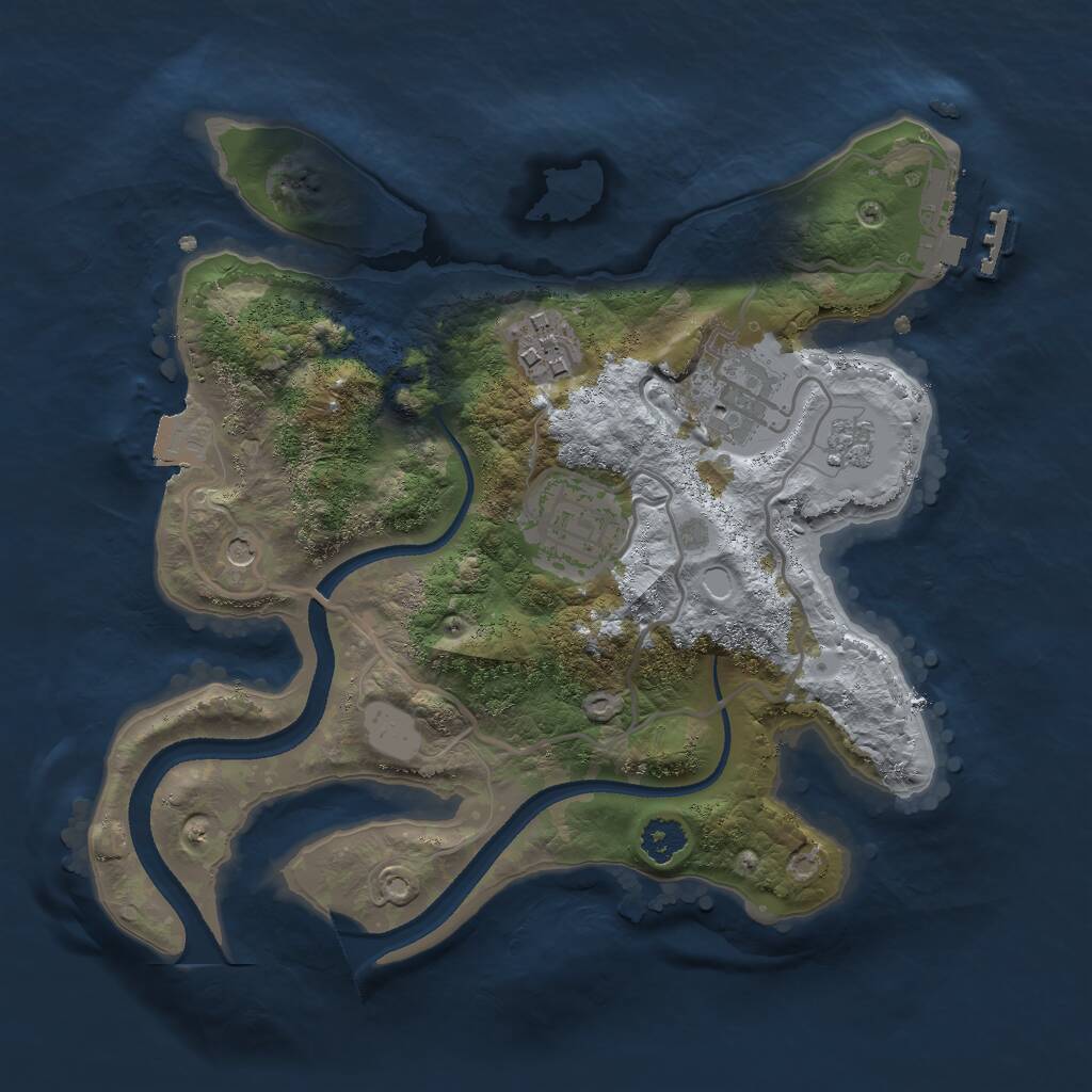 Rust Map: Procedural Map, Size: 2500, Seed: 1084067315, 7 Monuments