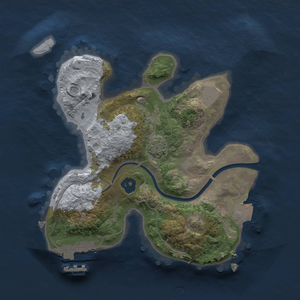 Rust Map: Procedural Map, Size: 2000, Seed: 44778, 3 Monuments
