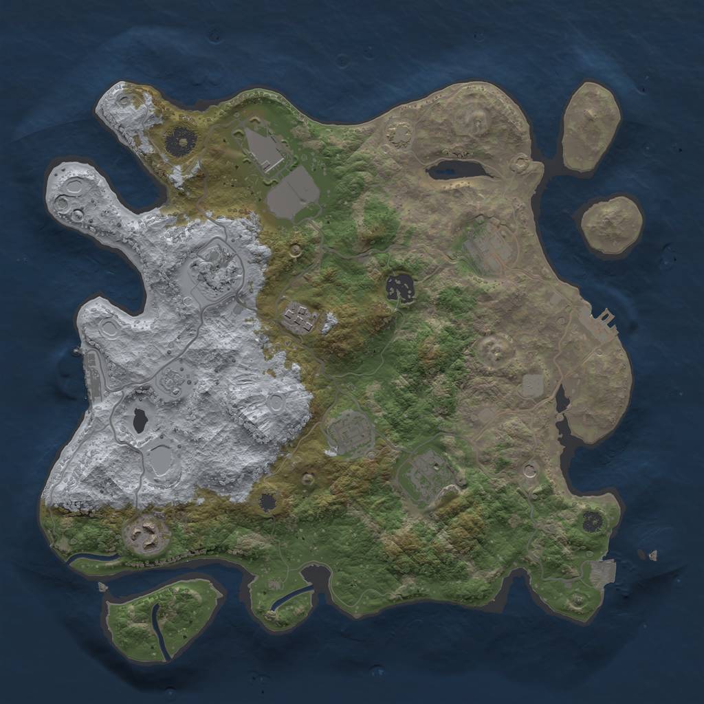 Rust Map: Procedural Map, Size: 3500, Seed: 222002140, 16 Monuments