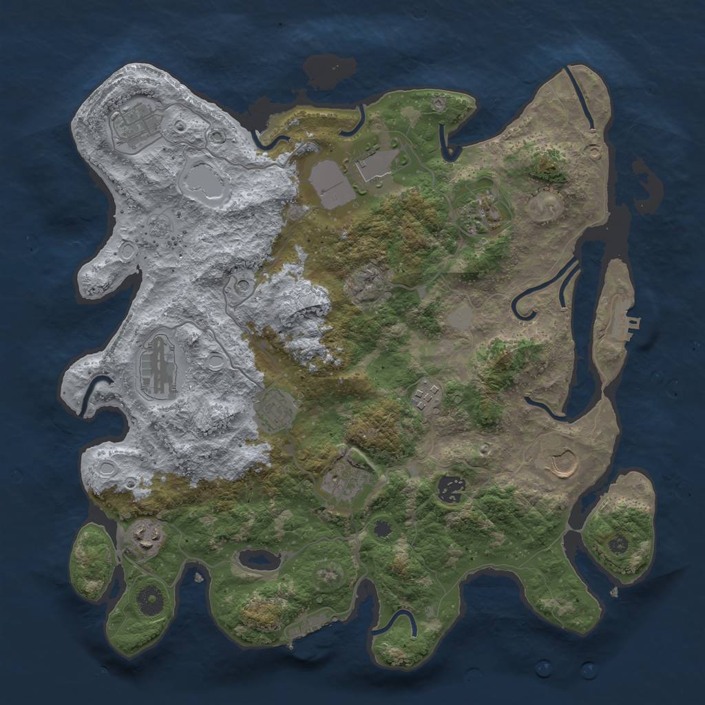 Rust Map: Procedural Map, Size: 3750, Seed: 48716, 17 Monuments
