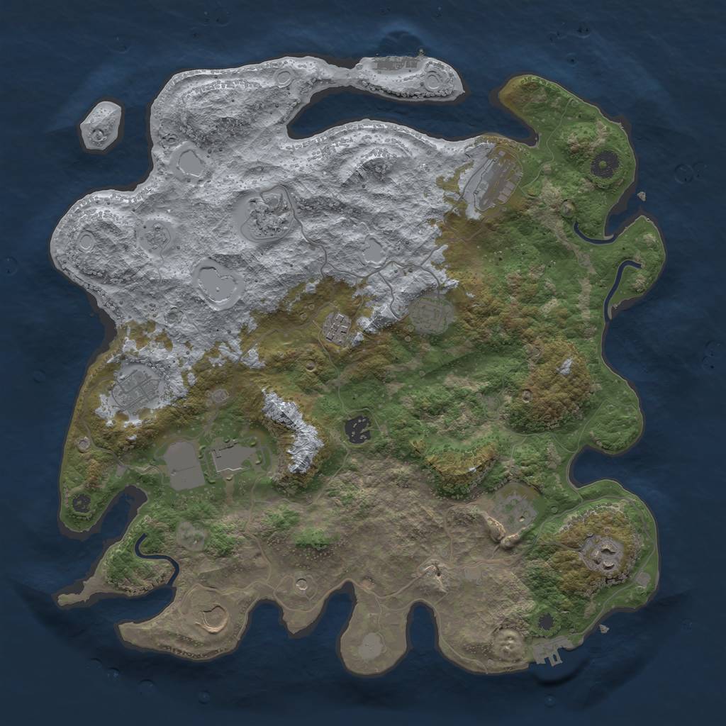 Rust Map: Procedural Map, Size: 3950, Seed: 925268160, 17 Monuments