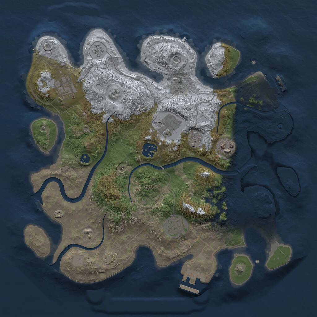 Rust Map: Procedural Map, Size: 3250, Seed: 480710967, 12 Monuments