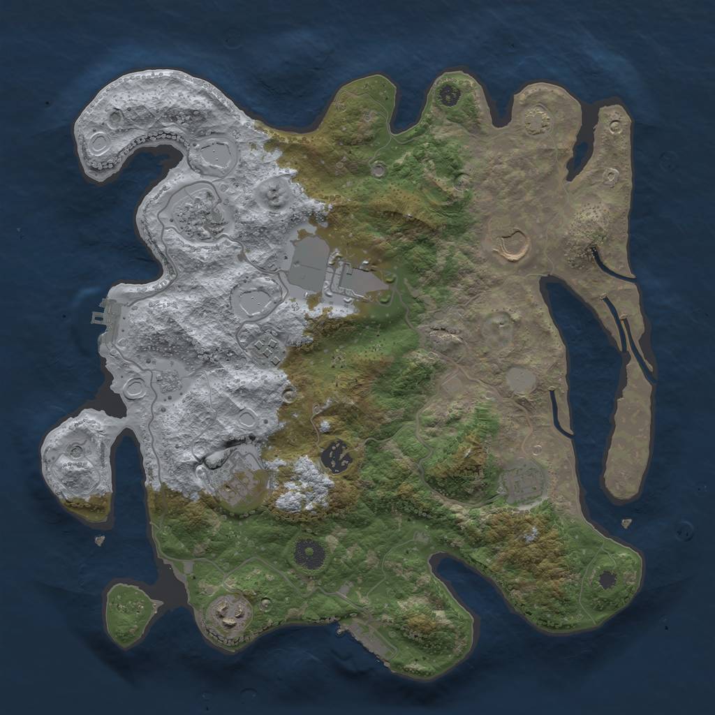 Rust Map: Procedural Map, Size: 3500, Seed: 39320440, 16 Monuments