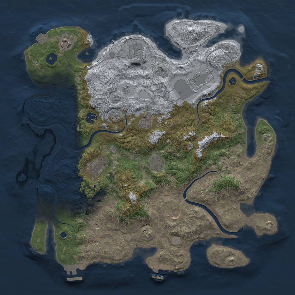 Rust Map: Procedural Map, Size: 3950, Seed: 27969, 15 Monuments
