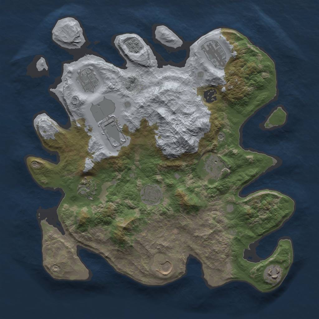 Rust Map: Barren, Size: 3500, Seed: 1388500546, 13 Monuments