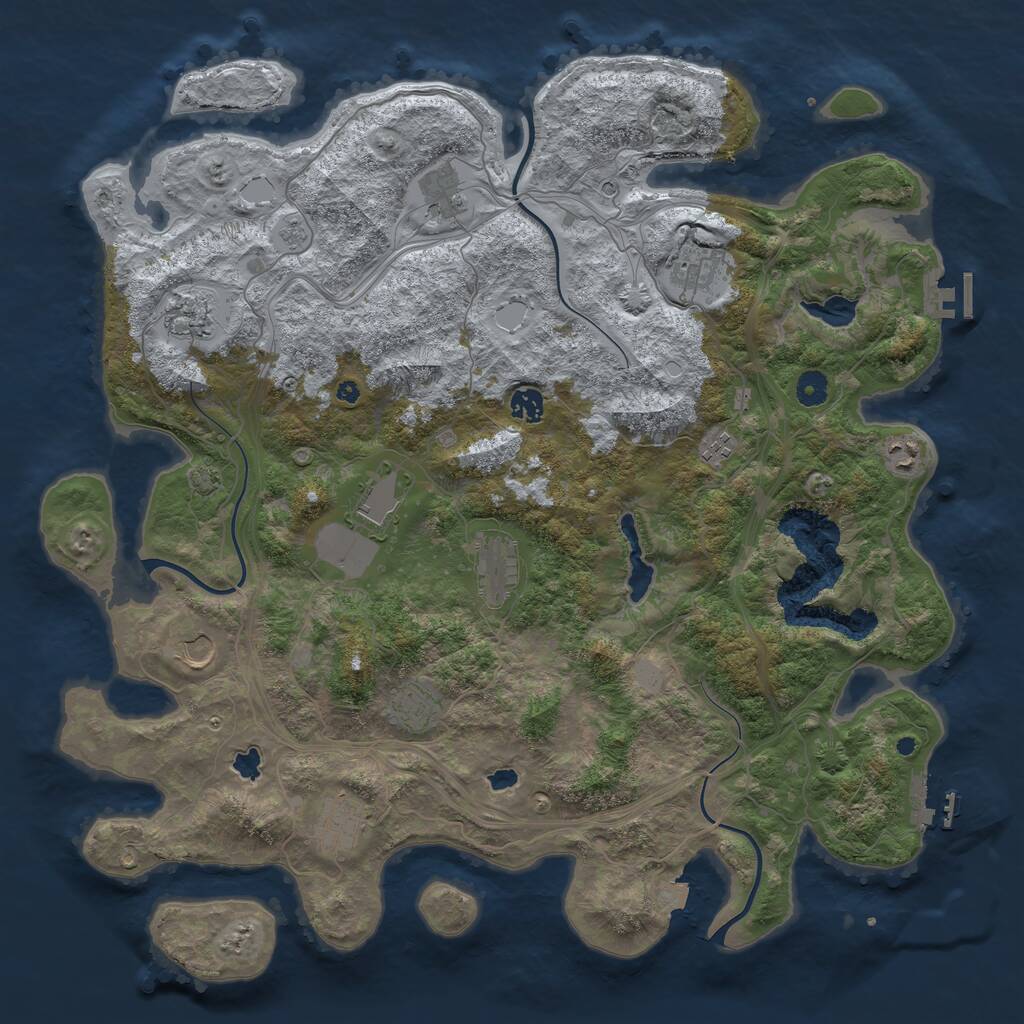 Rust Map: Procedural Map, Size: 4500, Seed: 261635410, 17 Monuments