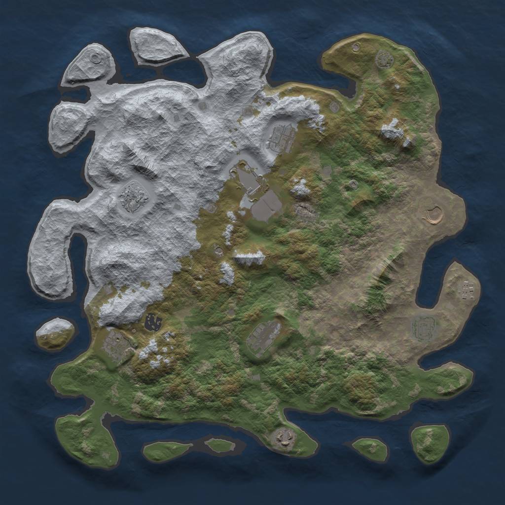 Rust Map: Barren, Size: 4250, Seed: 709440640, 14 Monuments
