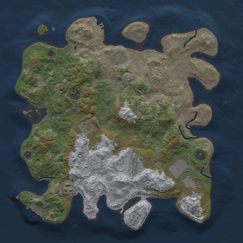 Rust Map: Procedural Map, Size: 3500, Seed: 34343, 16 Monuments