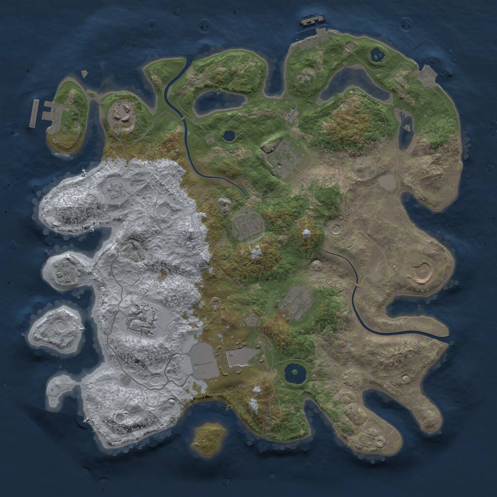 Rust Map: Procedural Map, Size: 3500, Seed: 102973650, 14 Monuments