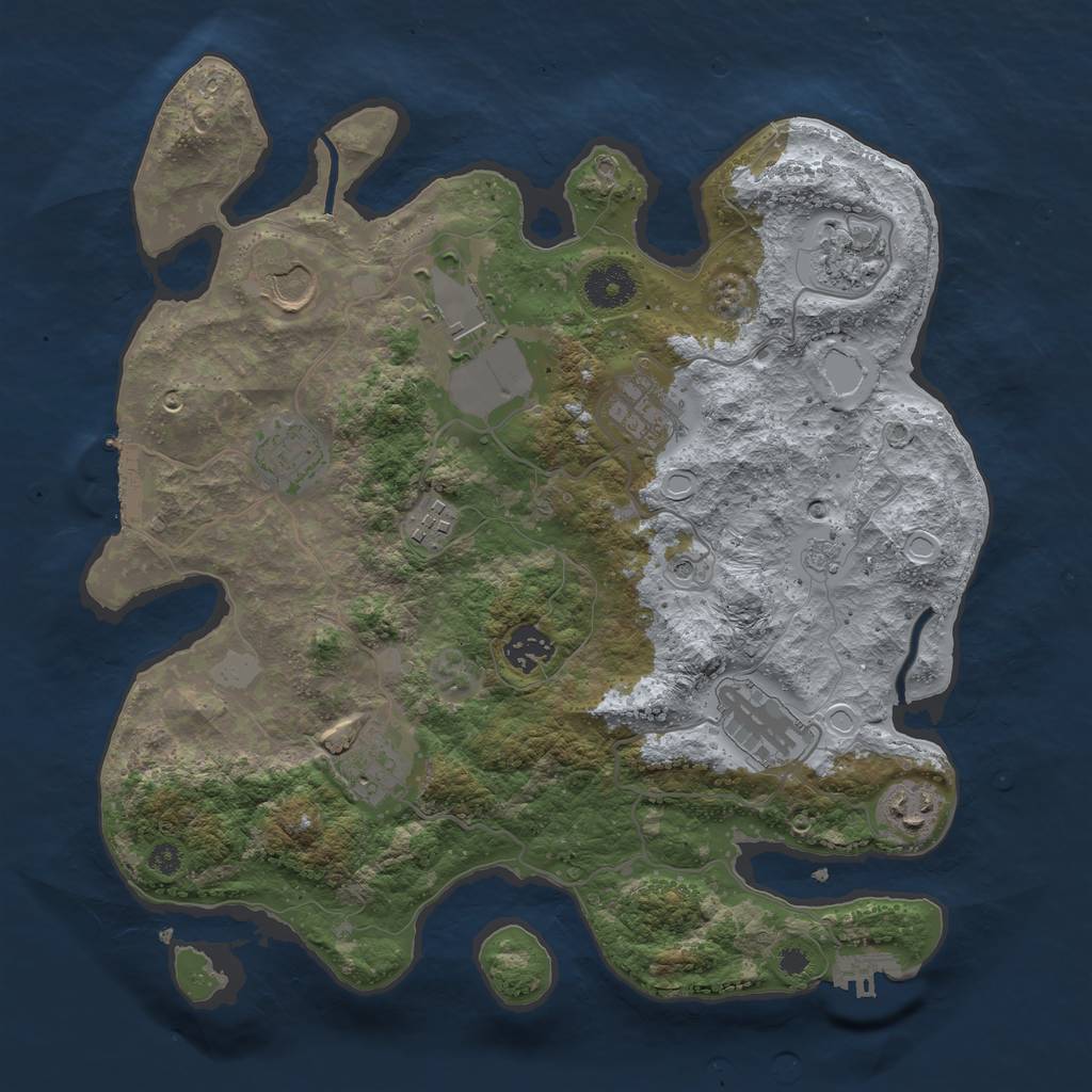 Rust Map: Procedural Map, Size: 3500, Seed: 657299193, 17 Monuments