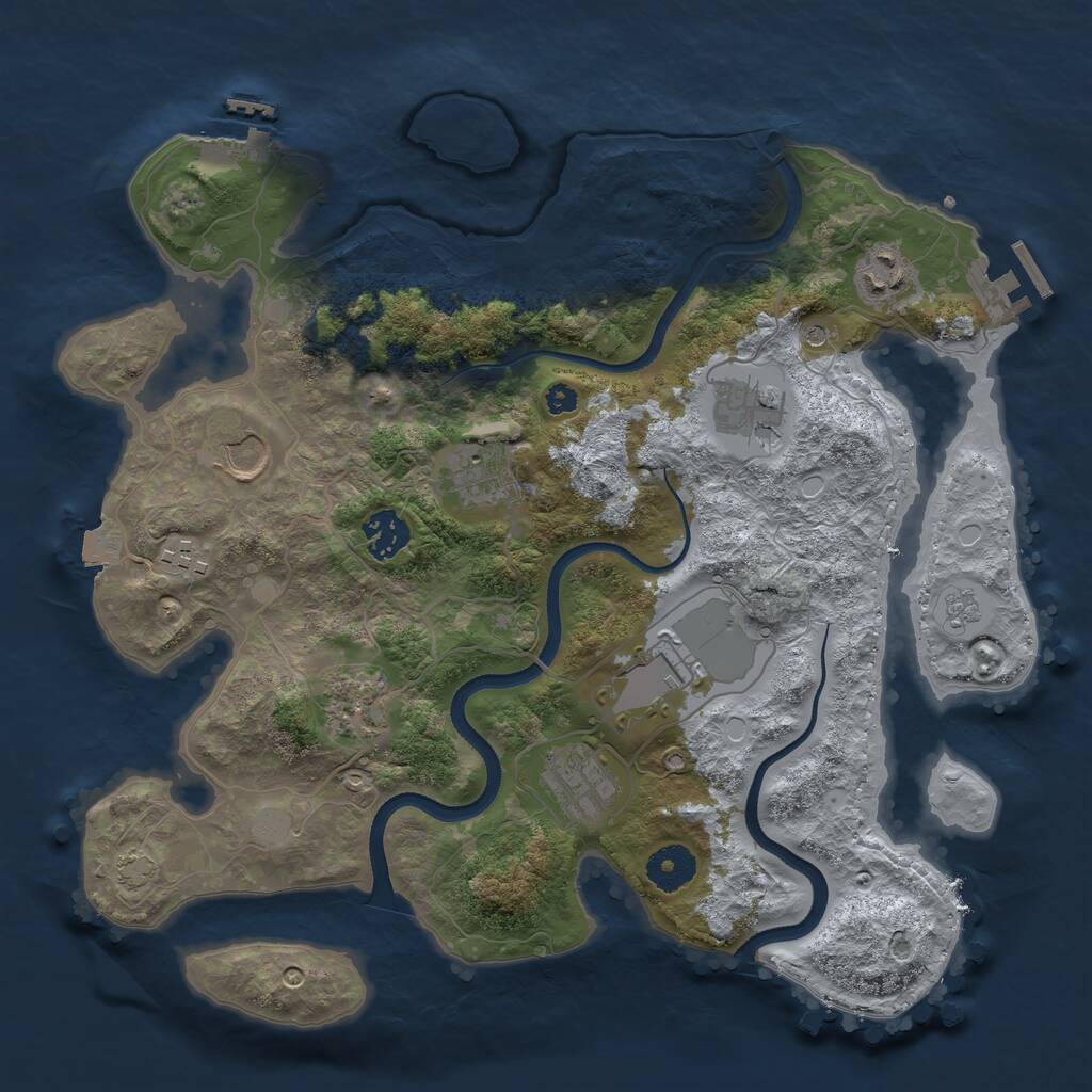 Rust Map: Procedural Map, Size: 3500, Seed: 1568903973, 15 Monuments