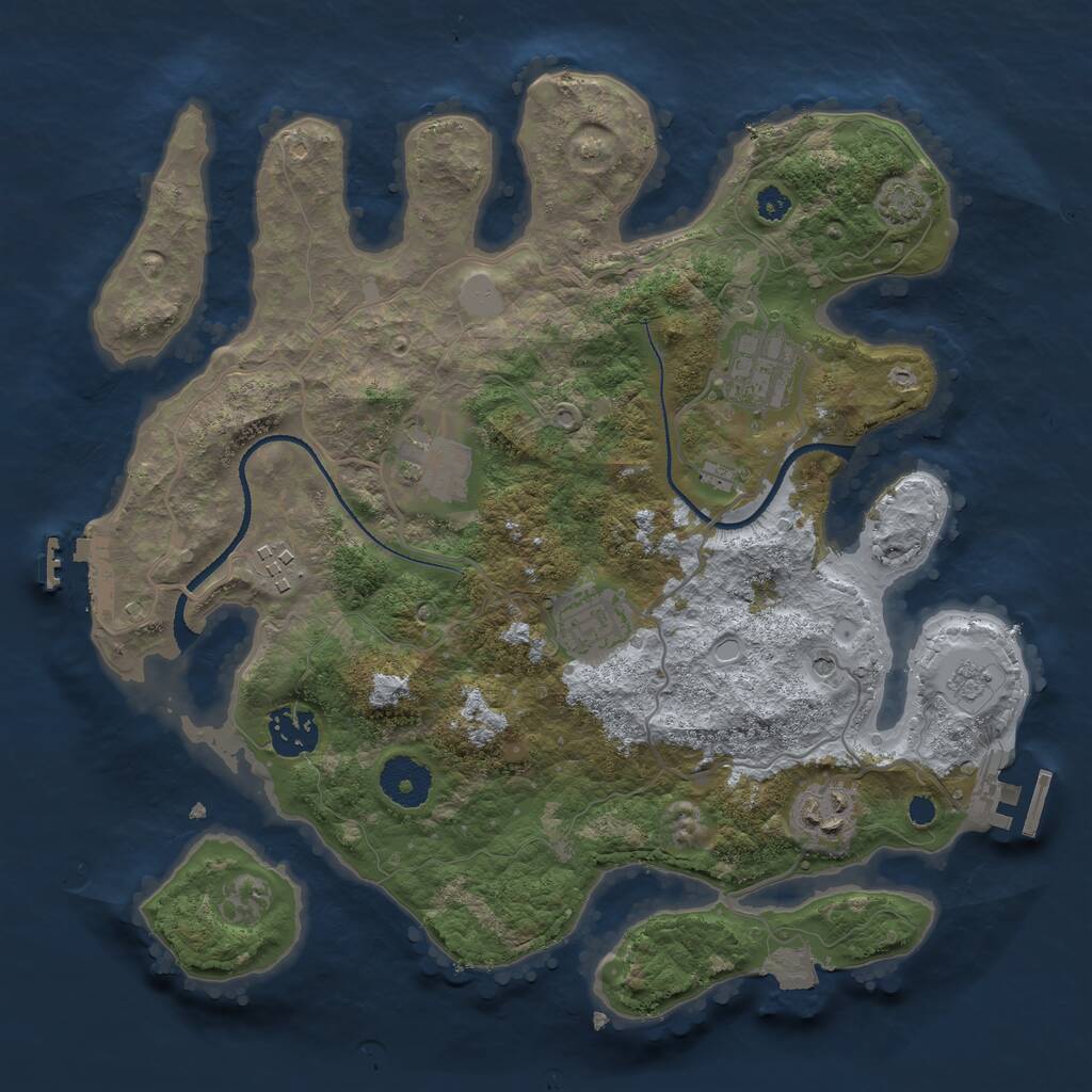 Rust Map: Procedural Map, Size: 3250, Seed: 393354704, 12 Monuments