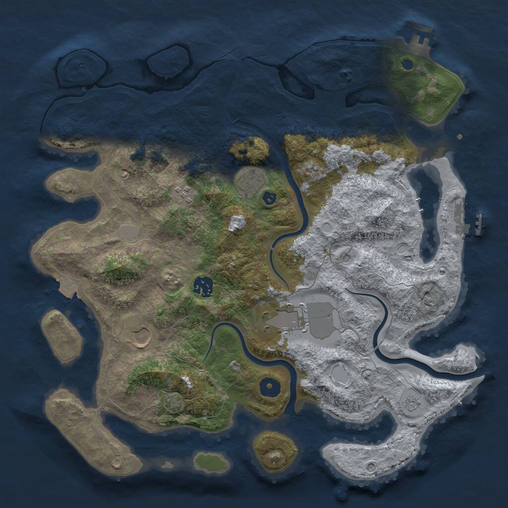 Rust Map: Procedural Map, Size: 3700, Seed: 1911613262, 11 Monuments