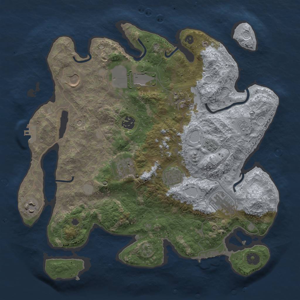 Rust Map: Procedural Map, Size: 3500, Seed: 22863528, 16 Monuments