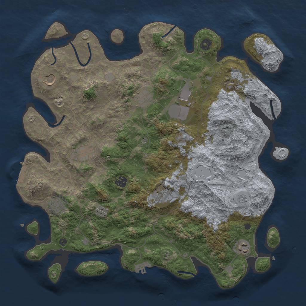 Rust Map: Procedural Map, Size: 4000, Seed: 429109197, 17 Monuments