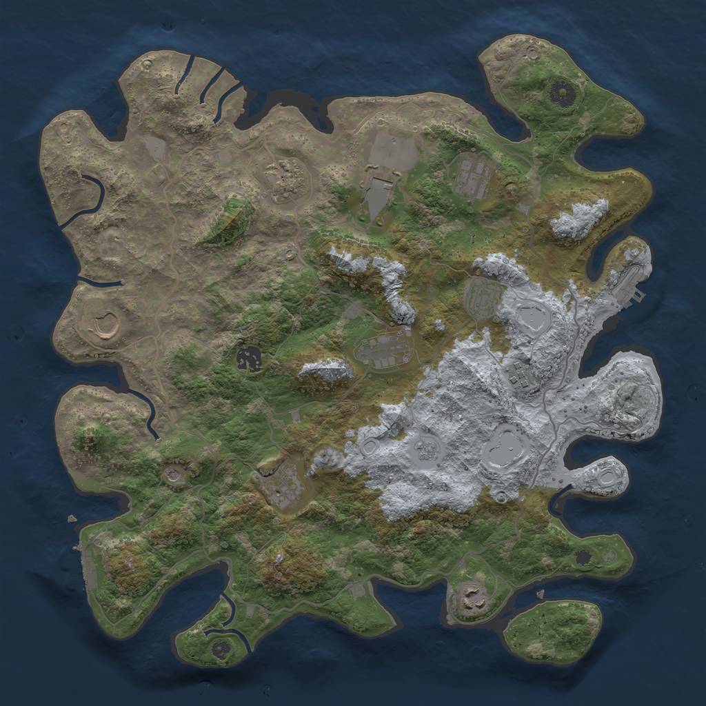 Rust Map: Procedural Map, Size: 4000, Seed: 1951555740, 17 Monuments