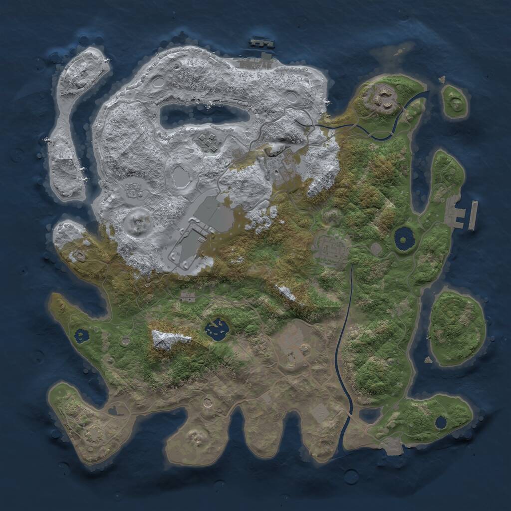 Rust Map: Procedural Map, Size: 3500, Seed: 890437160, 13 Monuments