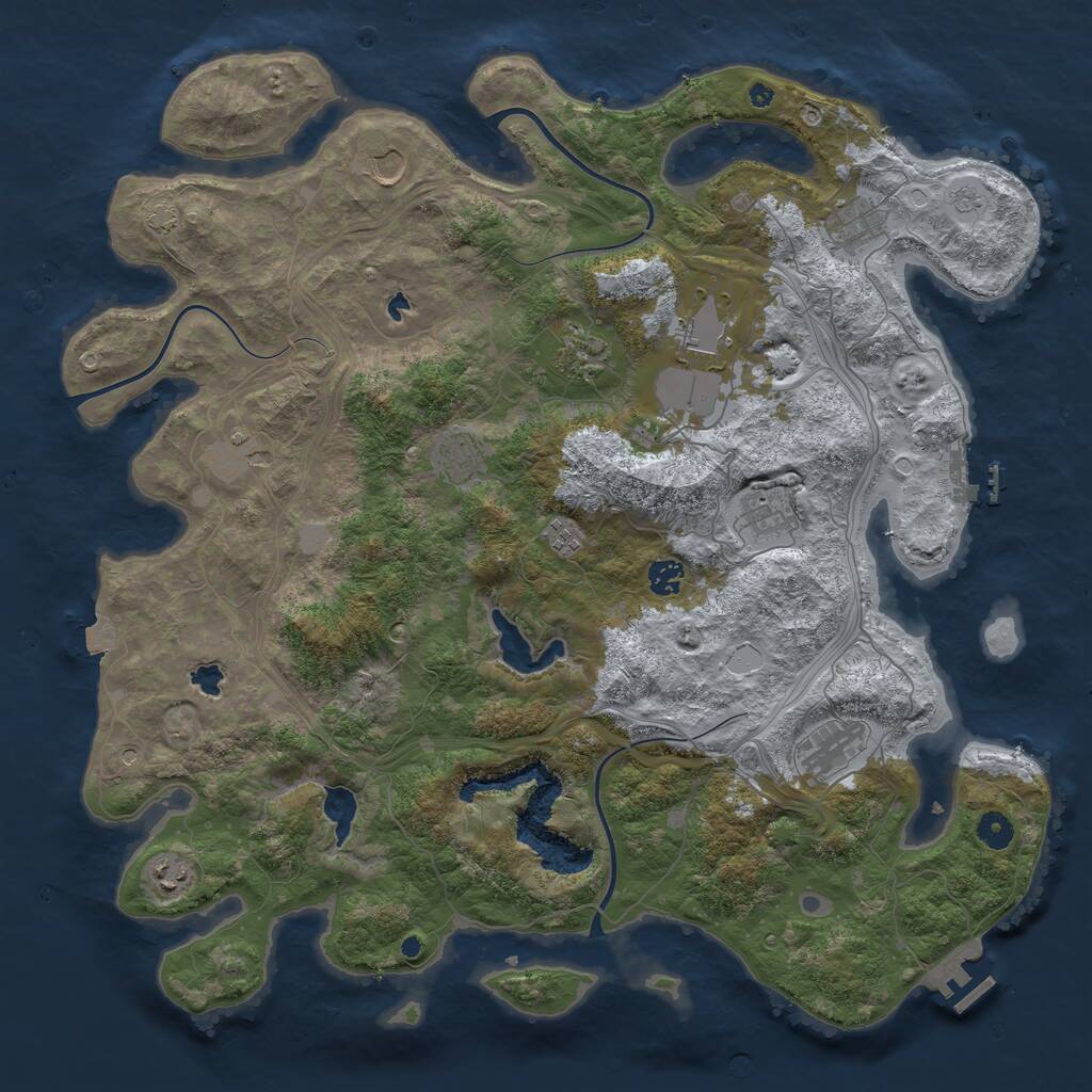 Rust Map: Procedural Map, Size: 4500, Seed: 28505, 17 Monuments