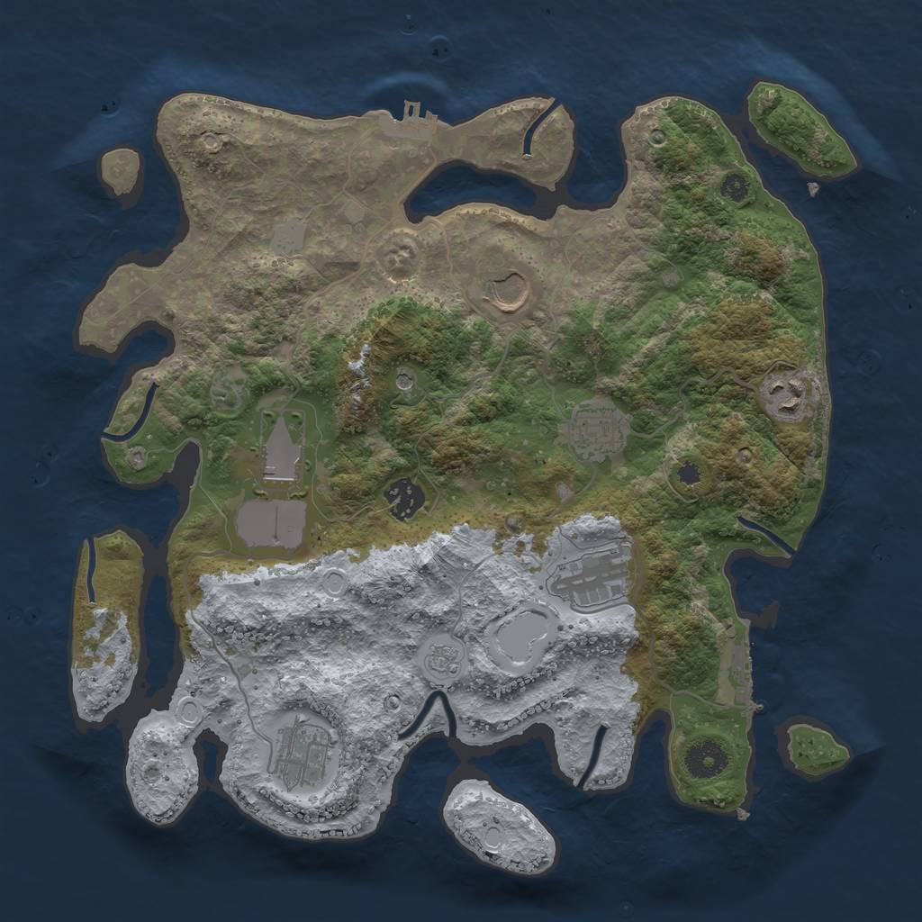 Rust Map: Procedural Map, Size: 3500, Seed: 1190654212, 14 Monuments