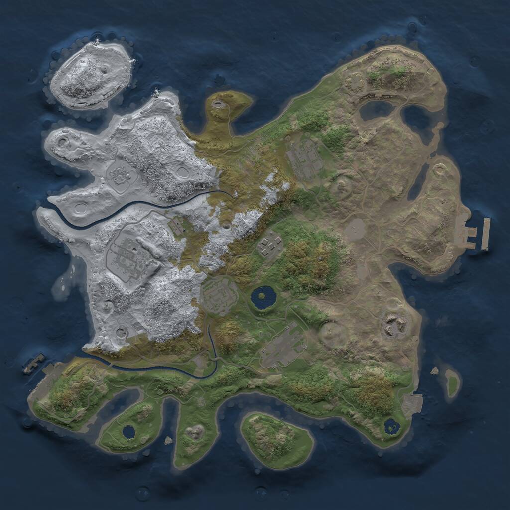 Rust Map: Procedural Map, Size: 3200, Seed: 1203546062, 12 Monuments