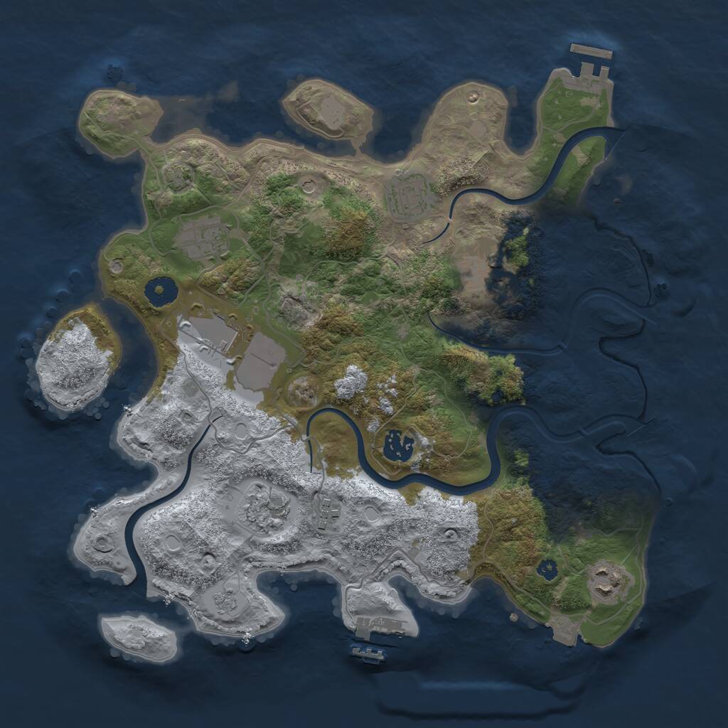 Rust Map: Procedural Map, Size: 3500, Seed: 868685, 14 Monuments
