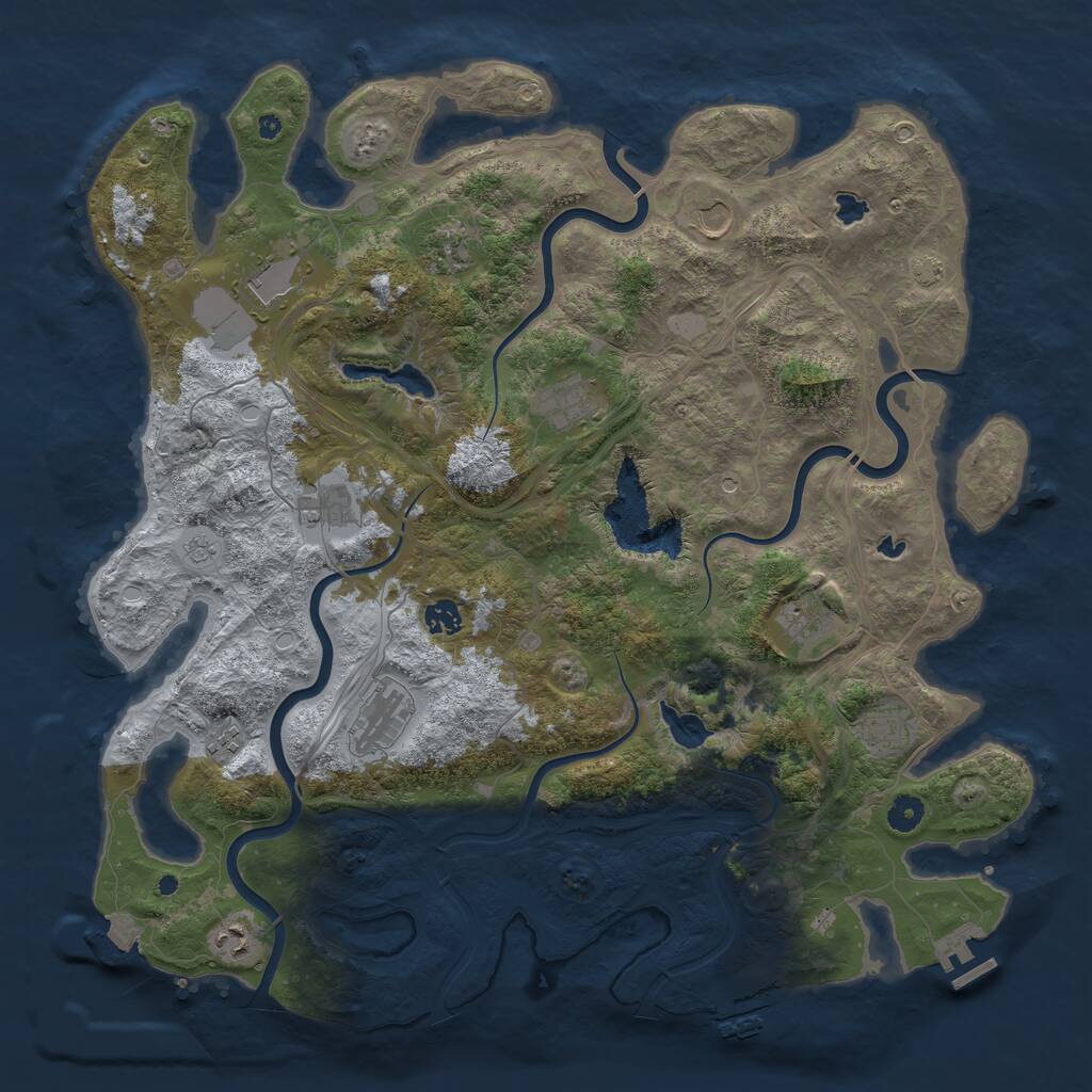 Rust Map: Procedural Map, Size: 4500, Seed: 1884332, 17 Monuments