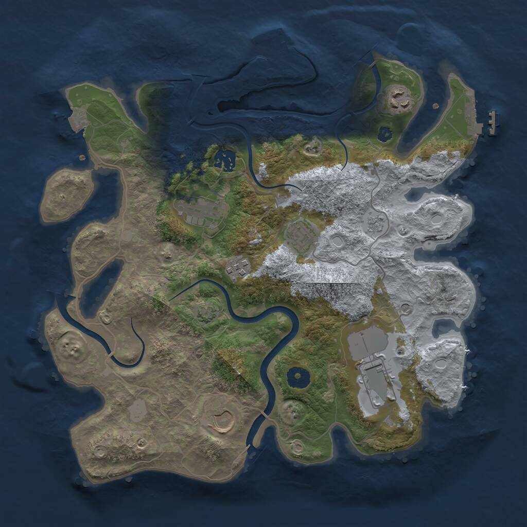 Rust Map: Procedural Map, Size: 3500, Seed: 827141440, 13 Monuments
