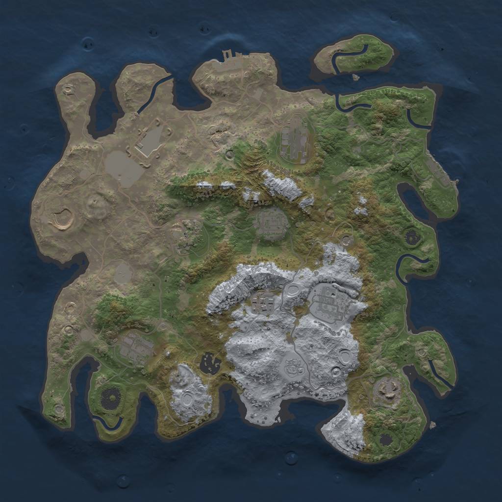 Rust Map: Procedural Map, Size: 3500, Seed: 1562982038, 17 Monuments